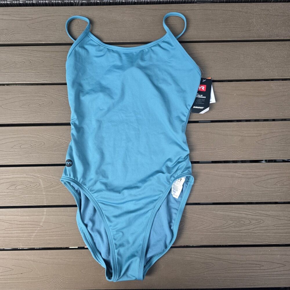 TYR Women's Durafast Elite Solid Storm Cutoutfit 1 Piece Swimsuit SZ 34 New